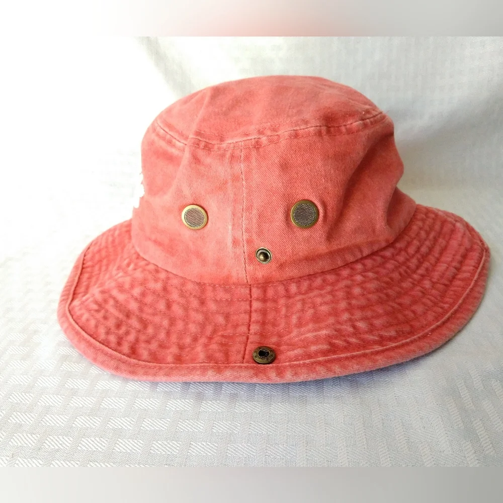 Port Aransas Sun Hat Embroidered by Lucky 7 USA Large / XL Pink Cotton Packable